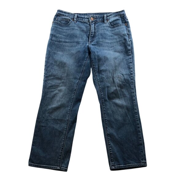 Lands End Womens Jeans Size 10P Mid Rise Straight Leg Blue Denim Casual Classic - Picture 1 of 15